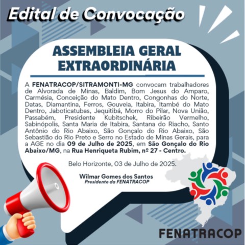 Edital AGE FENATRACOP Julho 2025